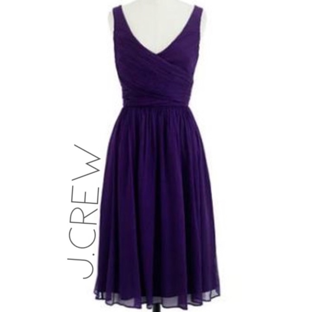 EXCELLENT J.Crew silk crepe purple dress 12 0186